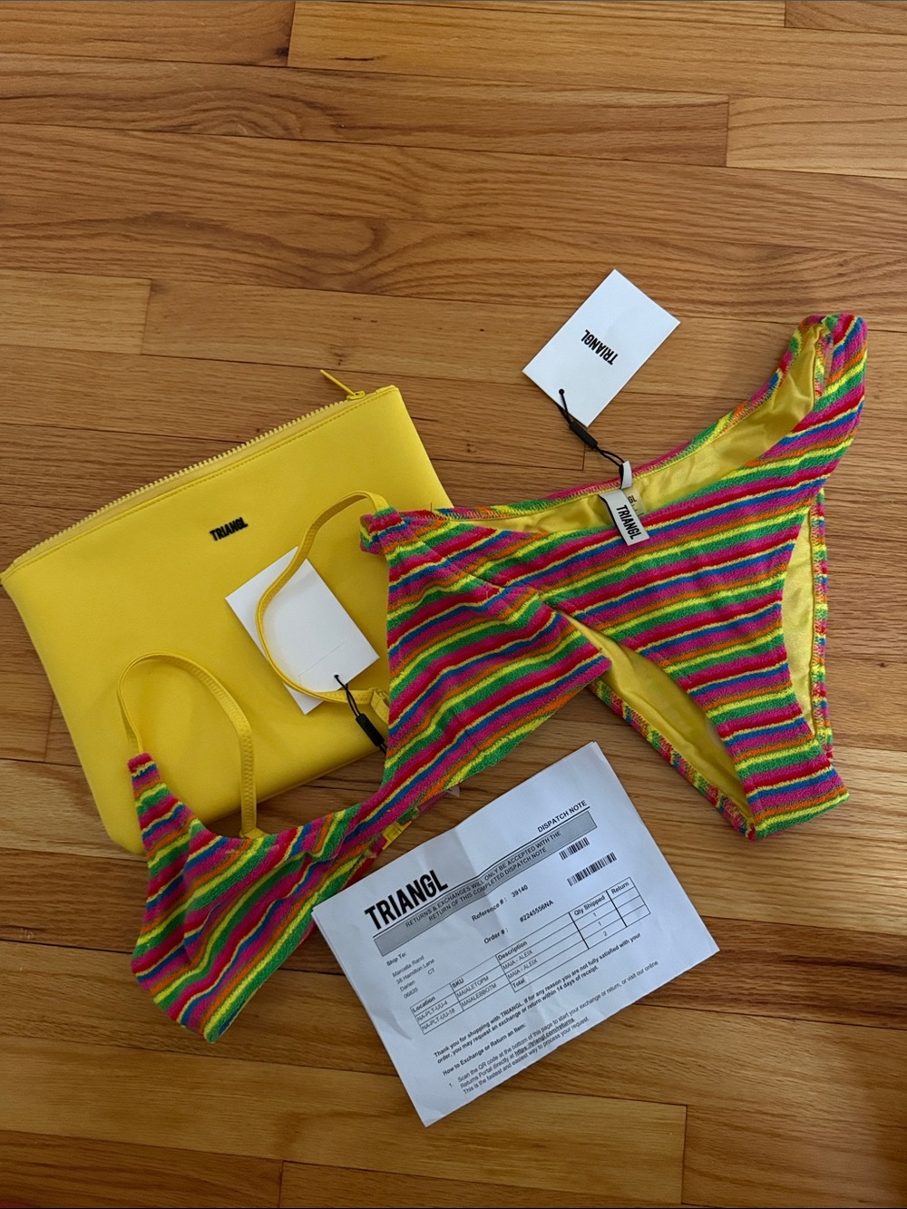 triangl swimwear Rainbow Stripe Top with Yellow Accent